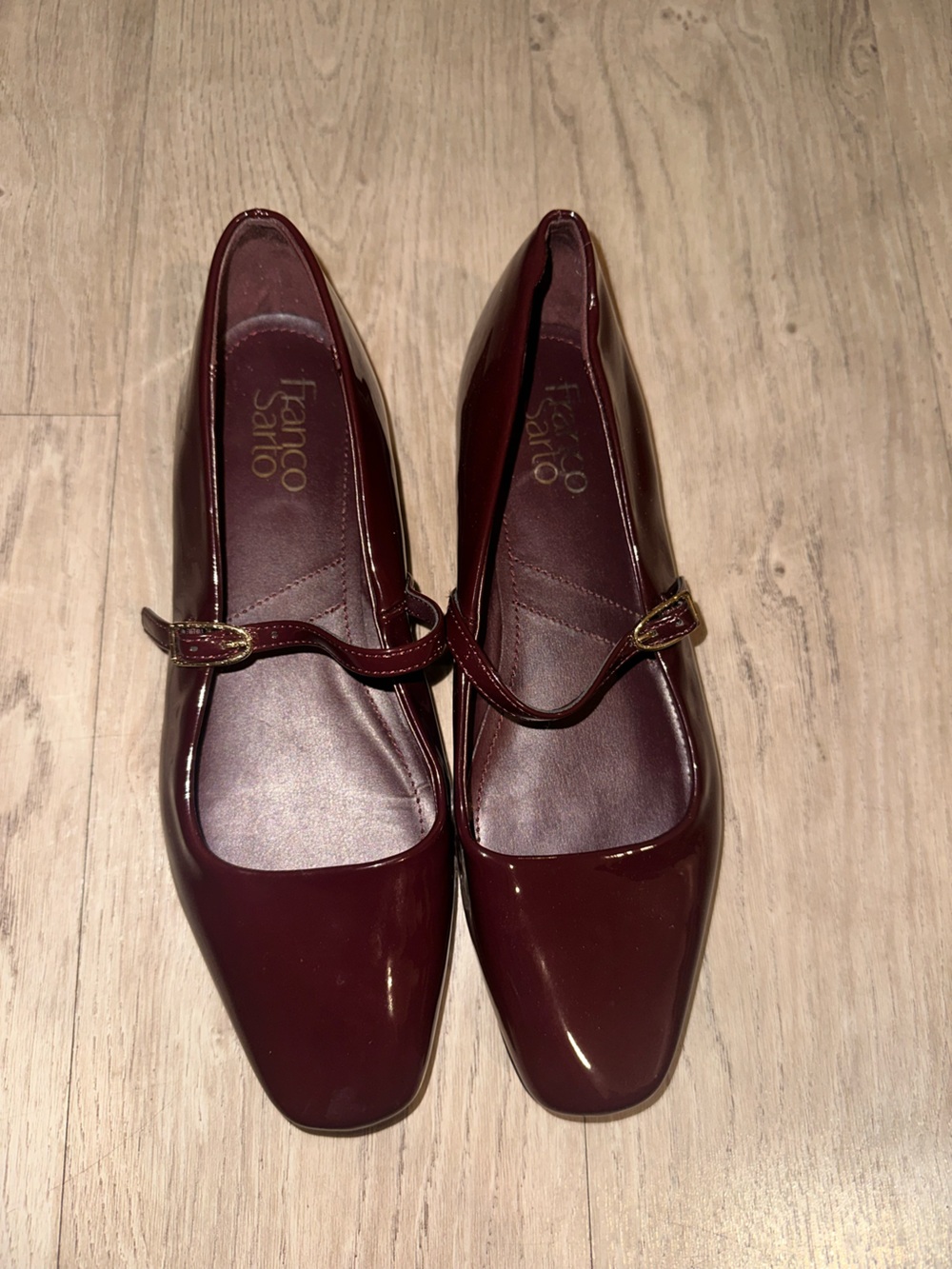 Franco Sarto Women's Deep Burgundy Patent Mary Jane Flats